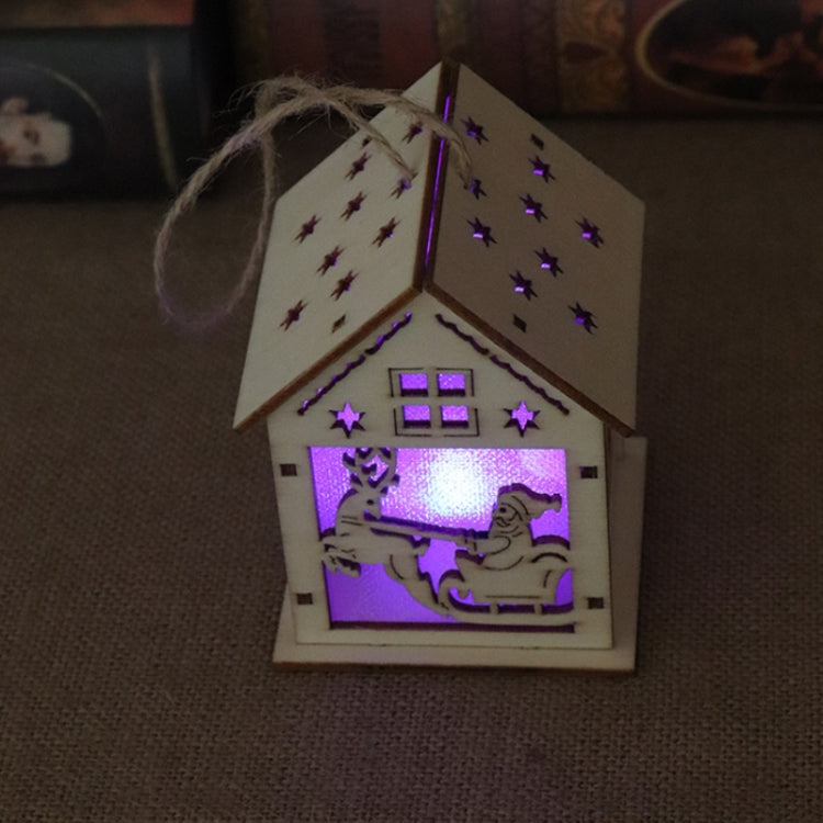 Casa in legno luminosa decorazione natalizia 10x8.5x13 cm