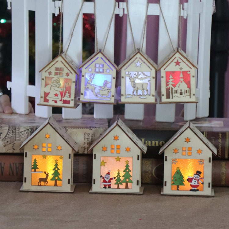 Casa in legno luminosa decorazione natalizia 10x8.5x13 cm