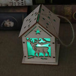 Casa in legno luminosa decorazione natalizia 10x8.5x13 cm
