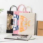 Borsa porta documenti formato A4 in tela con gatti cartoon