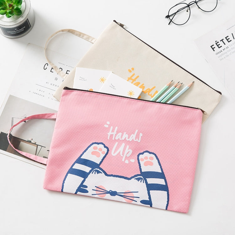 Borsa porta documenti formato A4 in tela con gatti cartoon