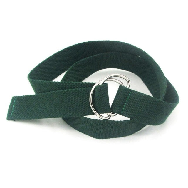 Set 2 cinture in tela unisex con fibbia doppio anello