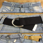 Set 2 cinture in tela unisex con fibbia doppio anello