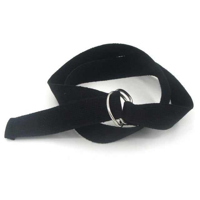 Set 2 cinture in tela unisex con fibbia doppio anello