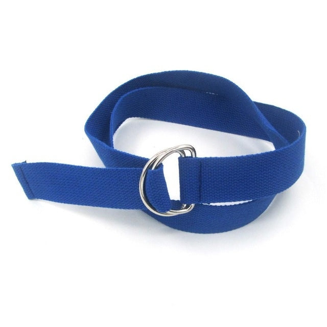 Set 2 cinture in tela unisex con fibbia doppio anello