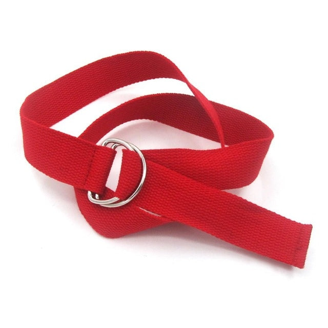 Set 2 cinture in tela unisex con fibbia doppio anello