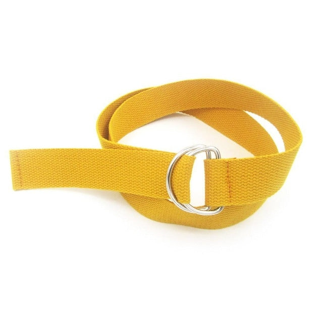 Set 2 cinture in tela unisex con fibbia doppio anello