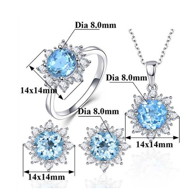 Set 3 gioielli donna con pietre a forma di neve
