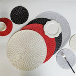 Set 2 tovagliette tessute ovali e rotonde in PP 36 e 18 cm