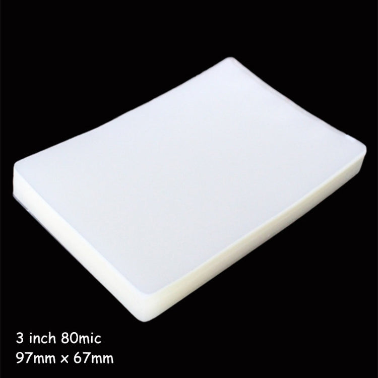 Pellicola di laminazione trasparente da 100 pezzi da 3 pollici, 80 mic, pellicola in plastica, 3 Inch 80mic