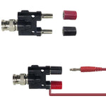 Adattatore RF BNC maschio a due connettori banana femmina