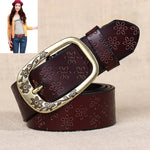 Cintura donna in pelle PU con fibbia motivo Plum Blossom