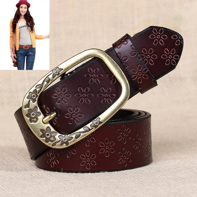 Cintura donna in pelle PU con fibbia motivo Plum Blossom