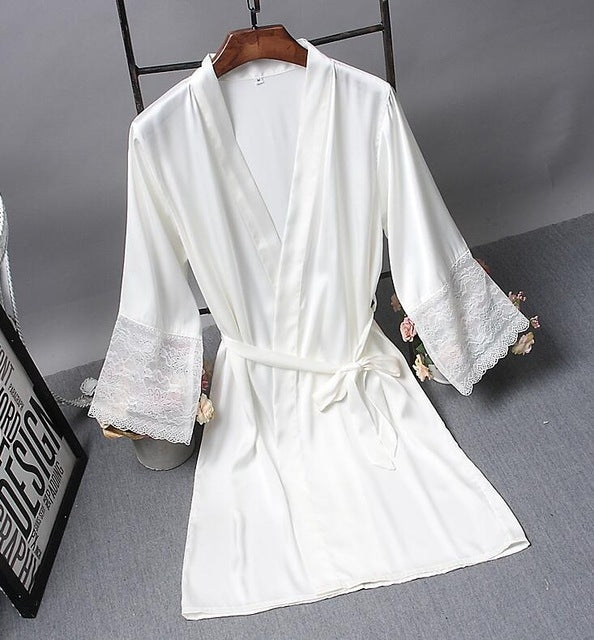 Vestaglia elegante donna in raso e pizzo M-XXL