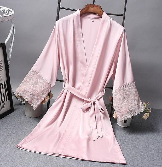 Vestaglia elegante donna in raso e pizzo M-XXL
