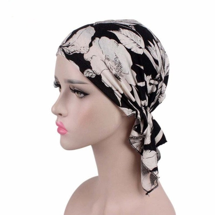 Berretto turbante stampato in cotone elasticizzato 2 pezzi