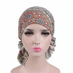 Berretto turbante stampato in cotone elasticizzato 2 pezzi