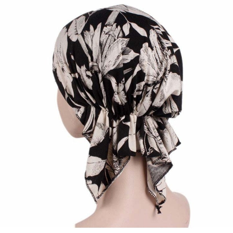 Berretto turbante stampato in cotone elasticizzato 2 pezzi