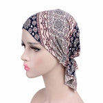 Berretto turbante stampato in cotone elasticizzato 2 pezzi