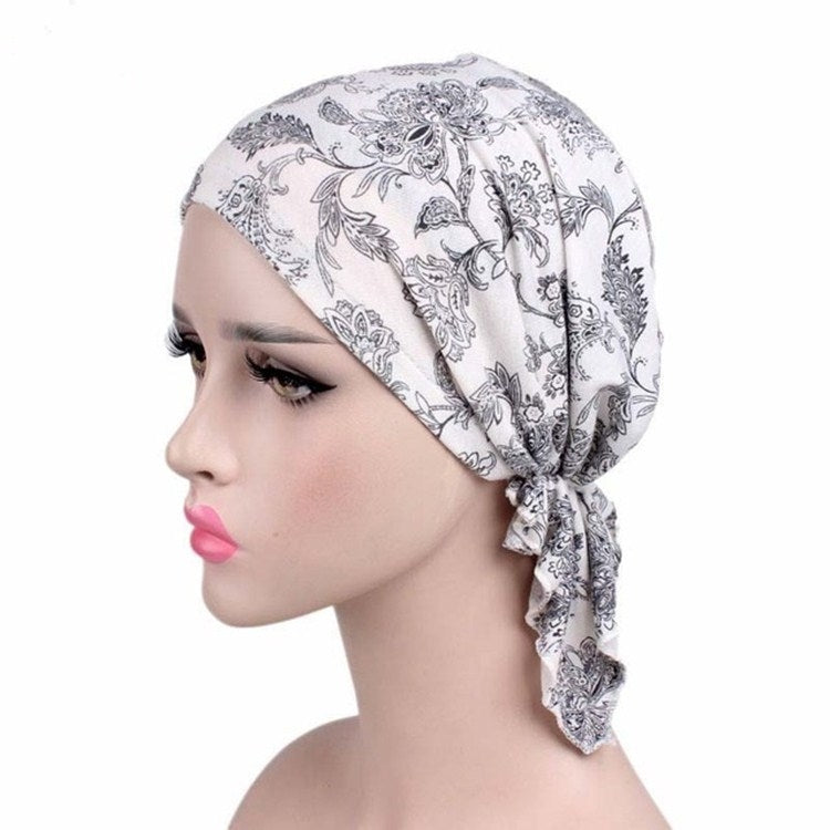 Berretto turbante stampato in cotone elasticizzato 2 pezzi