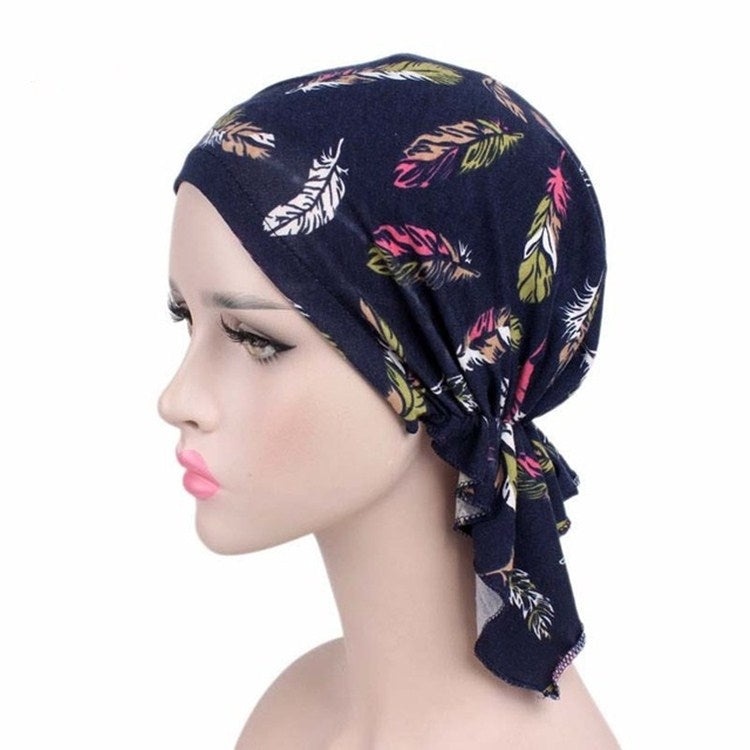 Berretto turbante stampato in cotone elasticizzato 2 pezzi