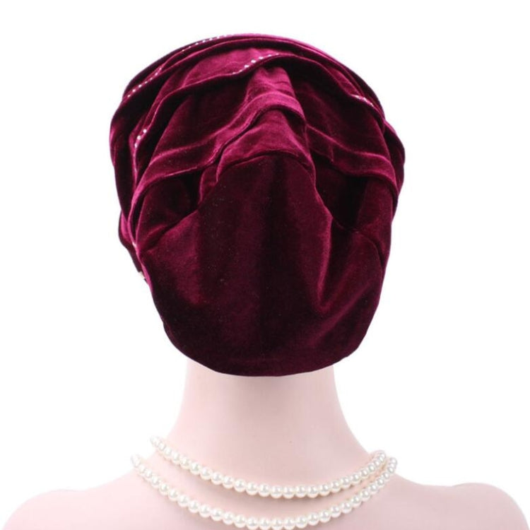 Cappello impilabile con turbante e strass in pleuche