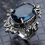 Anello in argento 925 con topazio azzurro mare a forma di uovo