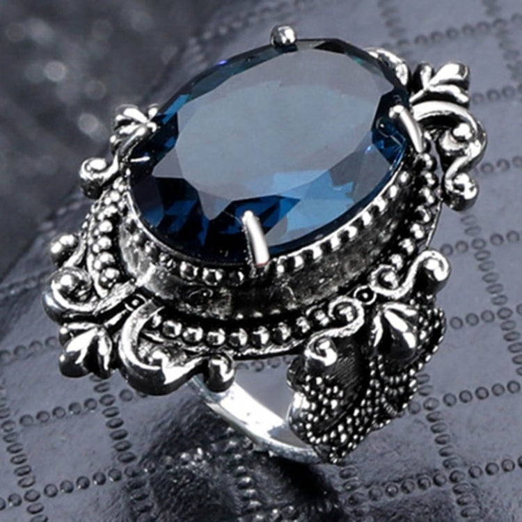 Anello in argento 925 con topazio azzurro mare a forma di uovo