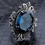 Anello in argento 925 con topazio azzurro mare a forma di uovo