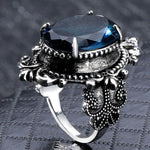 Anello in argento 925 con topazio azzurro mare a forma di uovo
