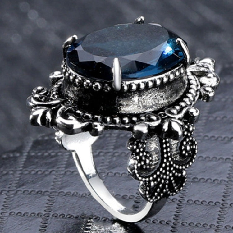 Anello in argento 925 con topazio azzurro mare a forma di uovo