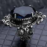 Anello in argento 925 con topazio azzurro mare a forma di uovo