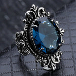Anello in argento 925 con topazio azzurro mare a forma di uovo