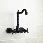 Rubinetto a parete antico in bronzo per bagno 15cm