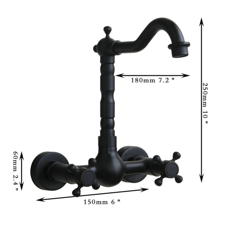 Rubinetto a parete antico in bronzo per bagno 15cm