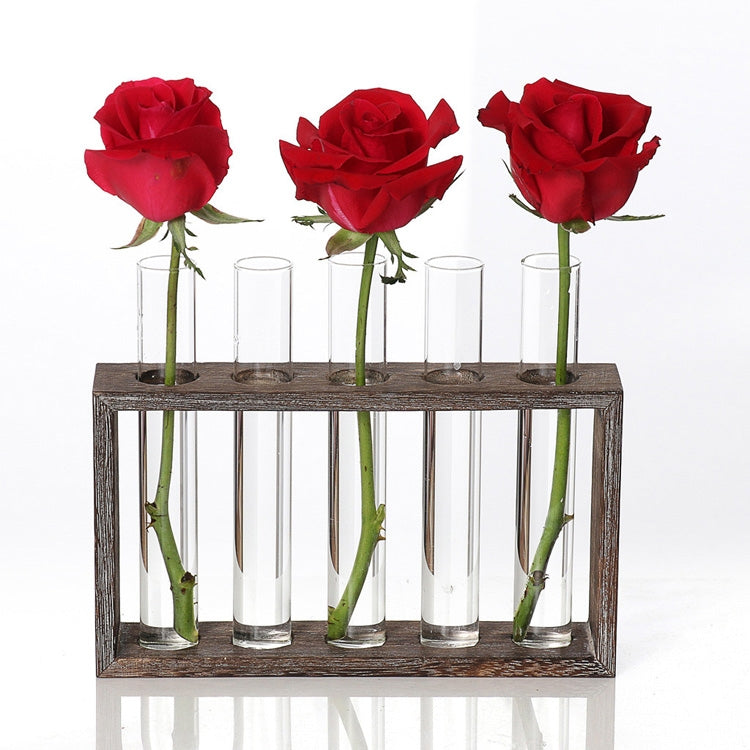 Vaso in vetro borosilicato con base in legno 3 o 5 fori