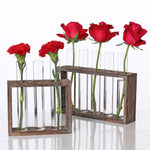 Vaso in vetro borosilicato con base in legno 3 o 5 fori