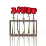 Vaso in vetro borosilicato con base in legno 3 o 5 fori