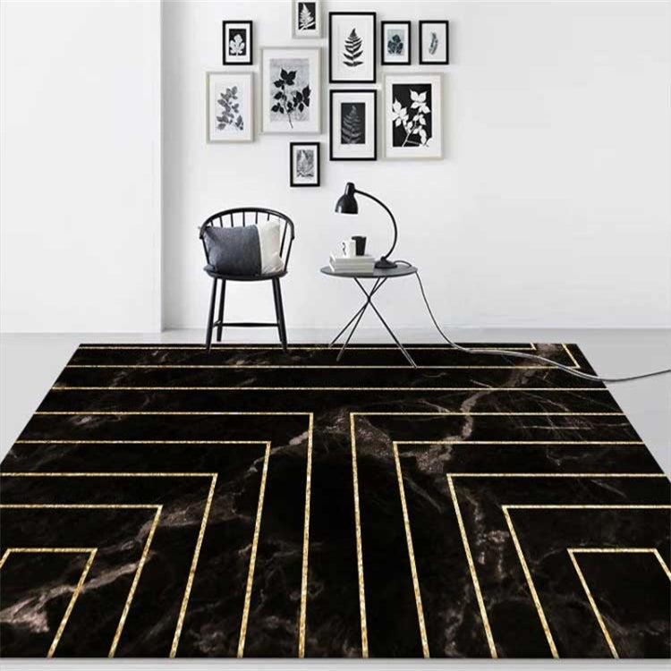 Tappeto rettangolare con texture marmo e linee quadrate