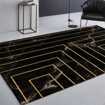 Tappeto rettangolare con texture marmo e linee quadrate