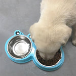 Ciotola doppia in acciaio inox per cani e gatti 27,5x4 cm