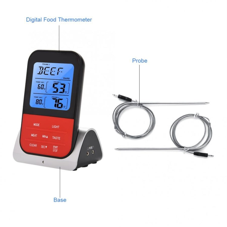 Termometro digitale per alimenti con doppia sonda e timer