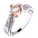 Anello donna fiore di rosa con diamante taglie 5-10