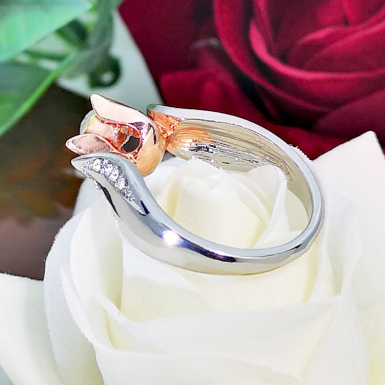 Anello donna fiore di rosa con diamante taglie 5-10