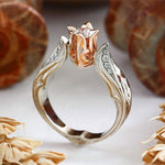 Anello donna fiore di rosa con diamante taglie 5-10