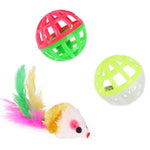 Set giocattoli per gatti con topi di peluche e bastoncini