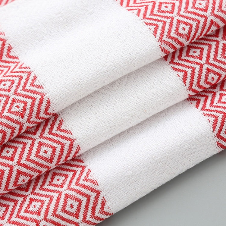 Asciugamano da bagno in cotone a righe con nappe