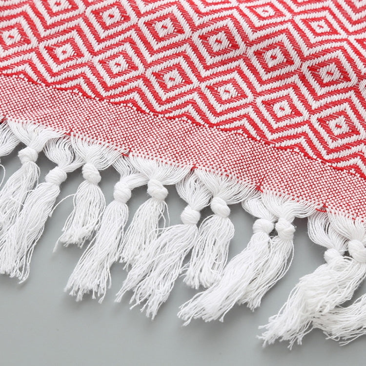 Asciugamano da bagno in cotone a righe con nappe