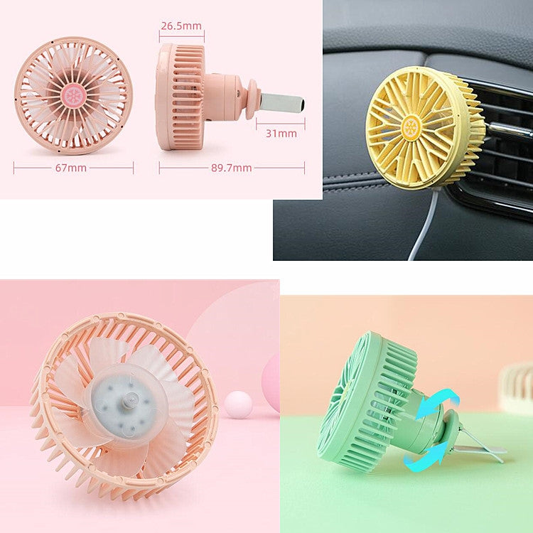 Ventilatore USB per auto con lampada LED mini
