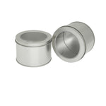 Scatola di latta rotonda con coperchio trasparente 9x9x7cm